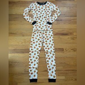 NWOT Burt's Bees White and Orange Pumpkin Kids Pajama Set